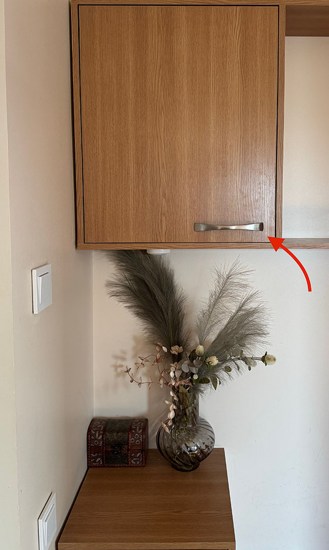 Keys inside the cupboard to the left